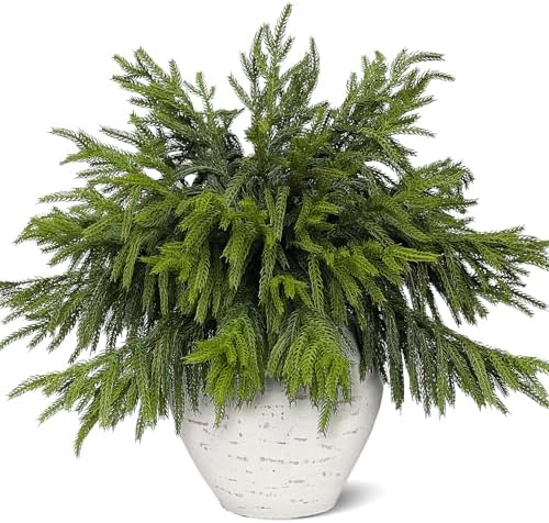 80Pcs 18"Lifelike Touch Artificial Christmas Norfolk Pine Branches for Vase