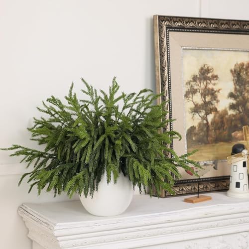 80Pcs 18"Lifelike Touch Artificial Christmas Norfolk Pine Branches for Vase, alternate view 5