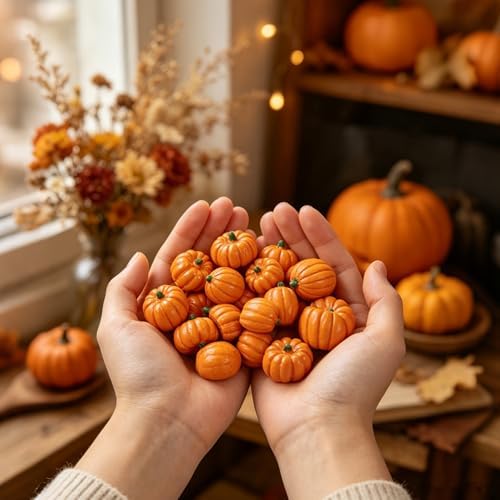 80Pcs Mini Pumpkins for Crafts, Fall Decorations for Home, Orange, alternate view 6