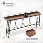 82.3" Bar Table, Counter Height Table with Back Rail, Brown in Brown, alternate view 2