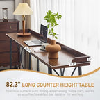 82.3" Bar Table, Counter Height Table with Back Rail, Brown in Brown, alternate view 4