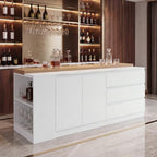 82.7" Large Bar Table Kitchen Station, Home Bar Unit with Lighting, 3 Drawers & 4 Shelves, Bar Cabinets, alternate view 3