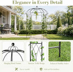 82" x 82" x 107" Metal Garden Arbor Arch, Gazebo Style with Double Doors for Climbing Plants, Wedding & Patio, alternate view