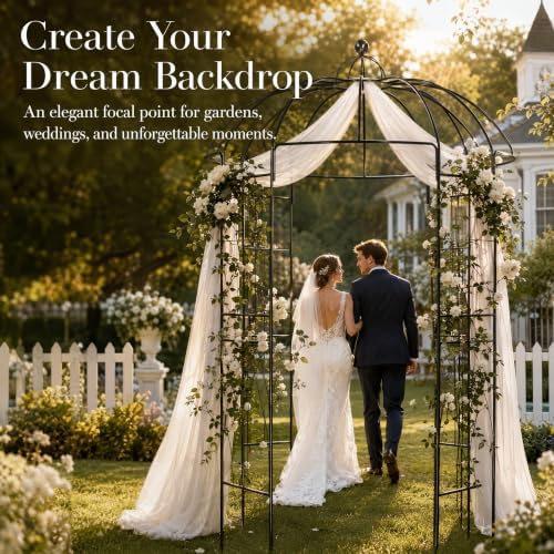 82" x 82" x 107" Metal Garden Arbor Arch, Gazebo Style with Double Doors for Climbing Plants, Wedding & Patio, alternate view