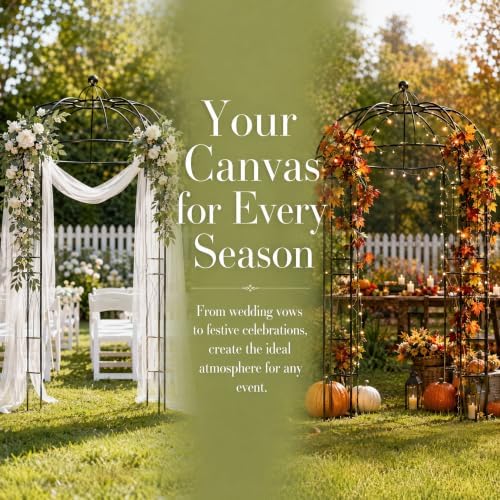 82" x 82" x 107" Metal Garden Arbor Arch, Gazebo Style with Double Doors for Climbing Plants, Wedding & Patio, alternate view