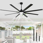 84 Inch Industrial Ceiling Fans with Light, Large Ceiling Fan with 8 Reversible Aluminum Blades, 3CCT, 6-Speed