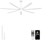 84'' Industrial Ceiling Fan with Light for Shop, Garage, White in White