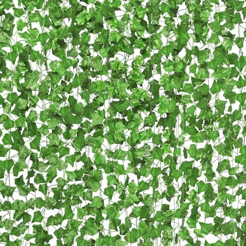 84 Pack 588Ft Artificial Ivy Garland, Fake Vines UV Resistant Greenery Leaves Fake Plants Hanging Aesthetic