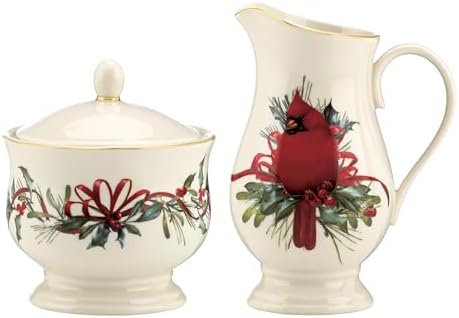 847266 Winter Greetings Sugar & Creamer Set, Christmas & Holiday Hosting in Red & Green