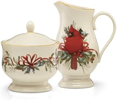 847266 Winter Greetings Sugar & Creamer Set, Christmas & Holiday Hosting in Red & Green, alternate view 4