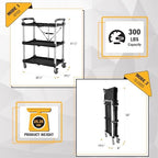 85-189 Pack N Roll Collapsible Service Cart, XL, 300LB Capacity, Black in Black, alternate view 3