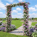 85" Metal Garden Arbor, Flat Top Arch Trellis for Climbing Plants in Black