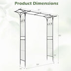 85" Metal Garden Arbor, Flat Top Arch Trellis for Climbing Plants in Black, alternate view 2