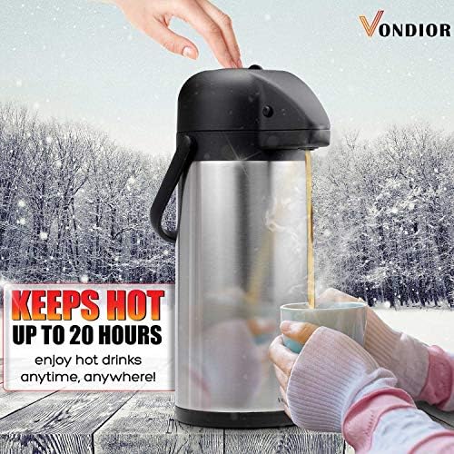 85 oz (2.5L) Airpot Coffee Carafe with Pump, Insulated Stainless Steel Coffee Dispenser, Coffee Carafes for, alternate view 3