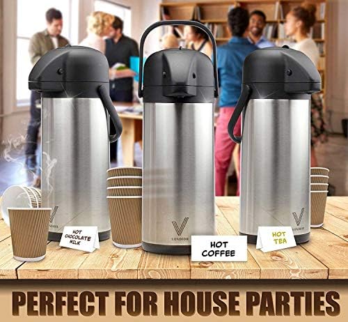 85 oz (2.5L) Airpot Coffee Carafe with Pump, Insulated Stainless Steel Coffee Dispenser, Coffee Carafes for, alternate view 5
