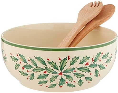853767 Holiday Salad Bowl & Servers, Christmas Hosting in Red & Green, alternate view 3