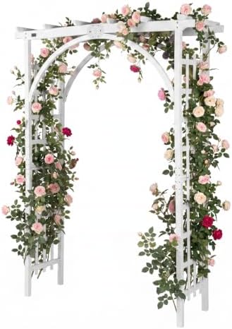 85in Wooden Arbor Garden Arch, Wedding Arch for Ceremony, Wood Trellis for Plant Climbing, Christmas Decor