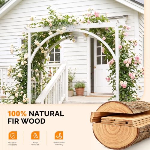 85in Wooden Arbor Garden Arch, Wedding Arch for Ceremony, Wood Trellis for Plant Climbing, Christmas Decor, alternate view 3