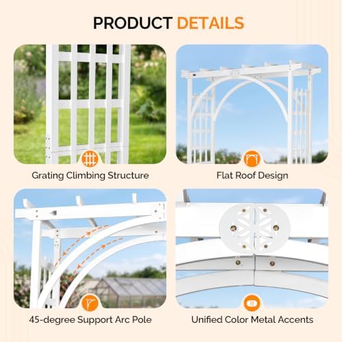 85in Wooden Arbor Garden Arch, Wedding Arch for Ceremony, Wood Trellis for Plant Climbing, Christmas Decor, alternate view 7