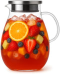 85oz Glass Pitcher with Lid - 2.5L Borosilicate Carafe for Hot and Cold Drinks, Tea, Juice, and Infused Water in