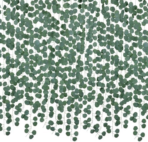 86 Feet 12 Strands Artificial Eucalyptus Leaf Plants Vine Hanging Eucalyptus Garland for Home Kitchen Office