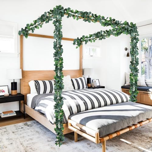 86 Feet 12 Strands Artificial Eucalyptus Leaf Plants Vine Hanging Eucalyptus Garland for Home Kitchen Office, alternate view