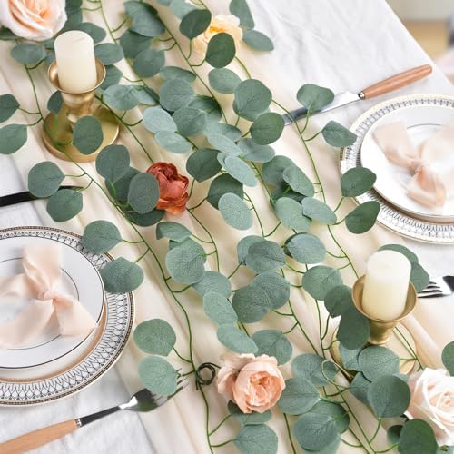 86 Feet 12 Strands Artificial Eucalyptus Leaf Plants Vine Hanging Eucalyptus Garland for Home Kitchen Office, alternate view