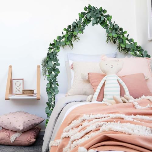 86 Feet 12 Strands Artificial Eucalyptus Leaf Plants Vine Hanging Eucalyptus Garland for Home Kitchen Office, alternate view