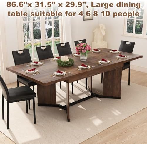 86 in Extendable Dining Table for 6 8 10 People,59"-86" Farmhouse Rectangle Extending Dining Table w/Removable, alternate