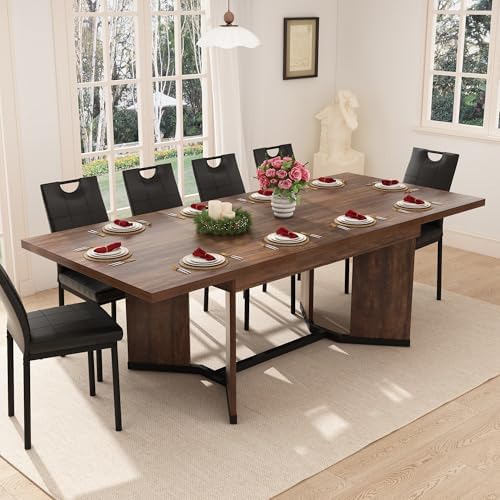 86 in Extendable Dining Table for 6 8 10 People,59"-86" Farmhouse Rectangle Extending Dining Table w/Removable, alternate