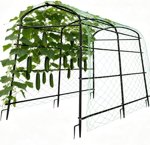 87inch Garden Trellis Arch: for Climbing Plants with Net Metal in Black