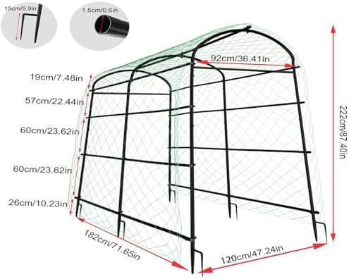 87inch Garden Trellis Arch: for Climbing Plants with Net Metal in Black, alternate view 2