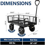 880 lbs 10" Tires Steel Garden Cart with 180° Rotating Handle and Removable Sides, Heavy Duty 4 Cu.Ft Capacity, alternate