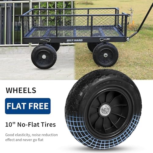 880 lbs 10" Tires Steel Garden Cart with 180° Rotating Handle and Removable Sides, Heavy Duty 4 Cu.Ft Capacity, alternate