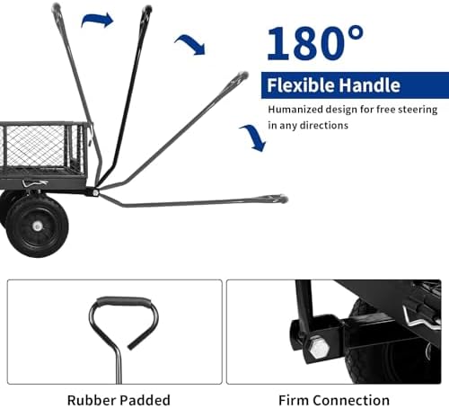 880 lbs 10" Tires Steel Garden Cart with 180° Rotating Handle and Removable Sides, Heavy Duty 4 Cu.Ft Capacity, alternate