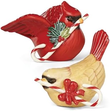 880133 Winter Greetings Bird Salt And Pepper Set, Christmas & Holiday Hosting in Red & Green
