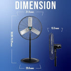 8850 CFM 30 Inch Pedestal Fan Non-Oscillating High Velocity Fan Stationary, 3 Speed 10 FT Cord Metal, alternate view 2