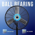 8850 CFM 30 Inch Pedestal Fan Non-Oscillating High Velocity Fan Stationary, 3 Speed 10 FT Cord Metal, alternate view 5