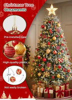 88pcs Red and Gold Christmas Ornaments Set, Christmas Tree Decorations, alternate view 5