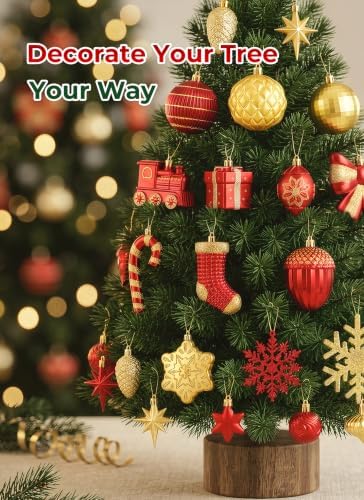 88pcs Red and Gold Christmas Ornaments Set, Christmas Tree Decorations, alternate view 7