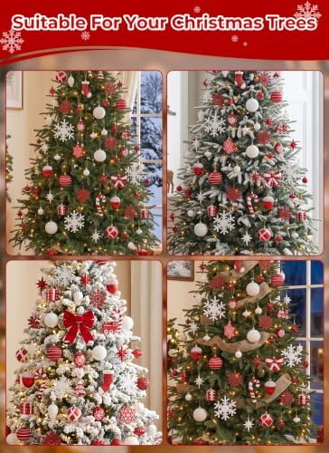 88pcs Red and White Christmas Ornaments Set, Christmas Tree Decorations, alternate view 3