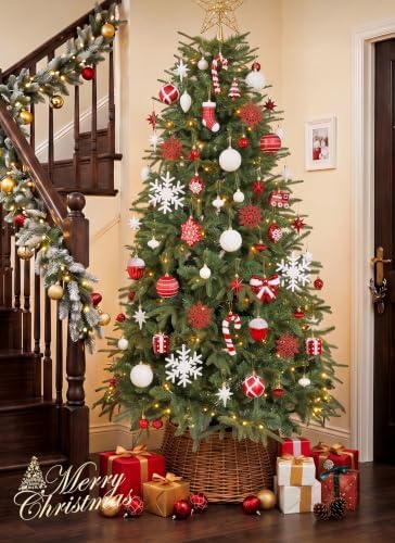 88pcs Red and White Christmas Ornaments Set, Christmas Tree Decorations, alternate view 4