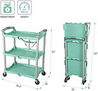 89-349 Pack-N-Roll Folding Collapsible Service Cart, 150LB Capacity, Teal, alternate view 2