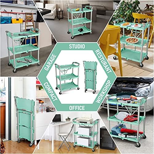 89-349 Pack-N-Roll Folding Collapsible Service Cart, 150LB Capacity, Teal, alternate view 3
