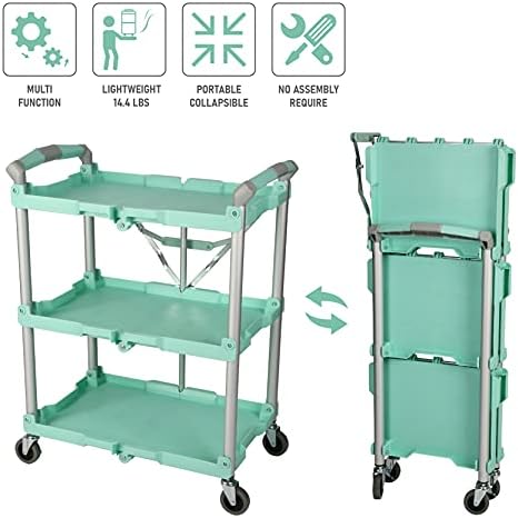 89-349 Pack-N-Roll Folding Collapsible Service Cart, 150LB Capacity, Teal, alternate view 4