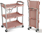 89-350 Pack-N-Roll Folding Collapsible Service Cart, 150LB Capacity, Rose