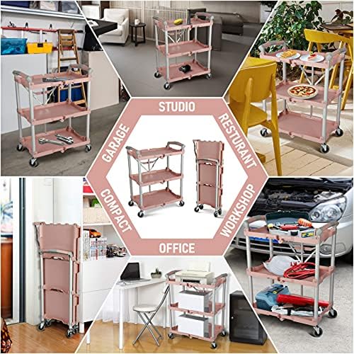 89-350 Pack-N-Roll Folding Collapsible Service Cart, 150LB Capacity, Rose, alternate view 3