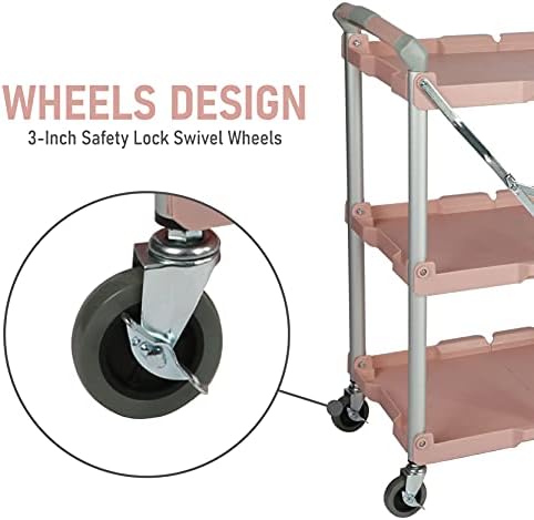 89-350 Pack-N-Roll Folding Collapsible Service Cart, 150LB Capacity, Rose, alternate view 6