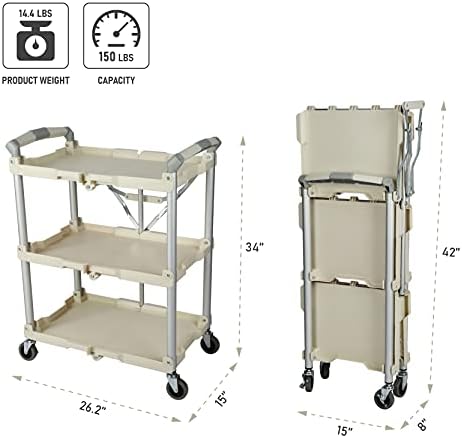 89-351 Pack-N-Roll Folding Collapsible Service Cart, 150LB Capacity, White in White, alternate view 2