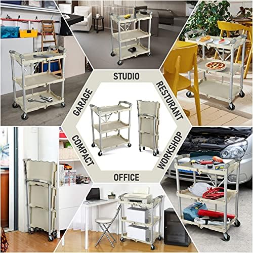 89-351 Pack-N-Roll Folding Collapsible Service Cart, 150LB Capacity, White in White, alternate view 3